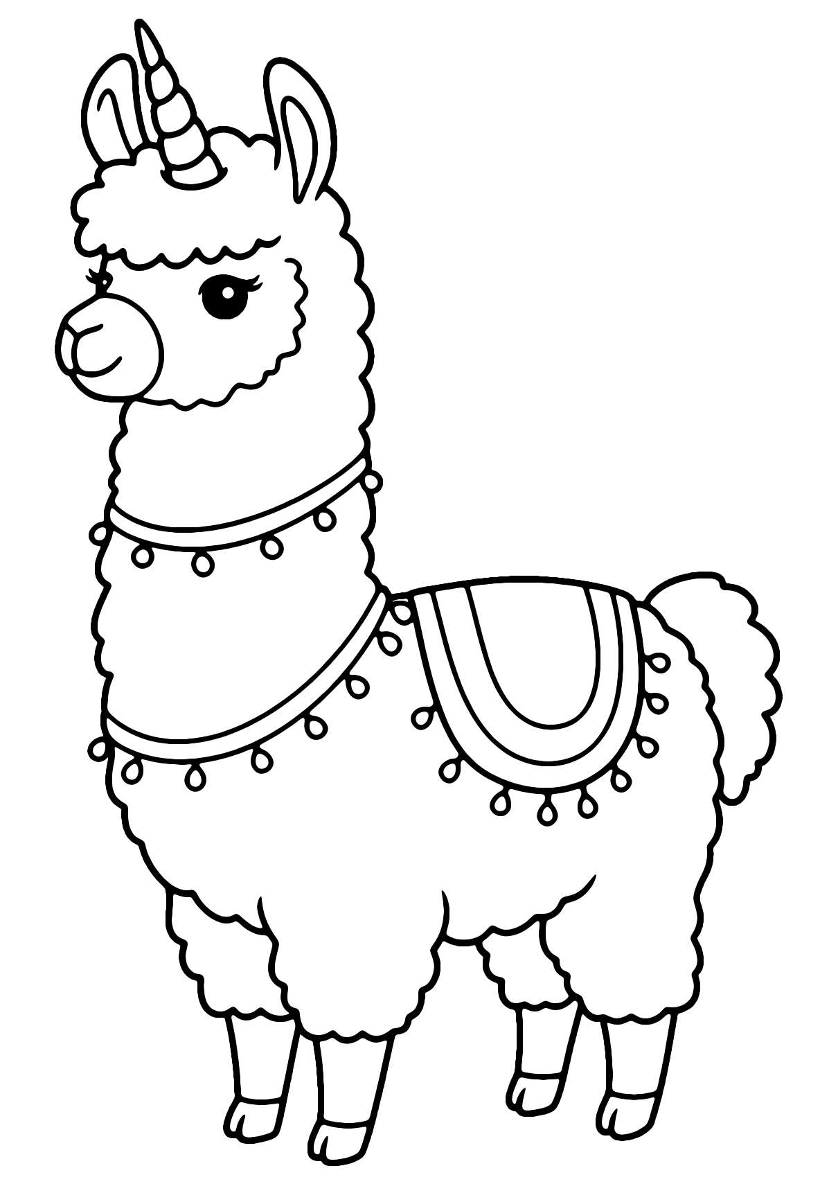 Gambar Mewarnai Llama Unicorn