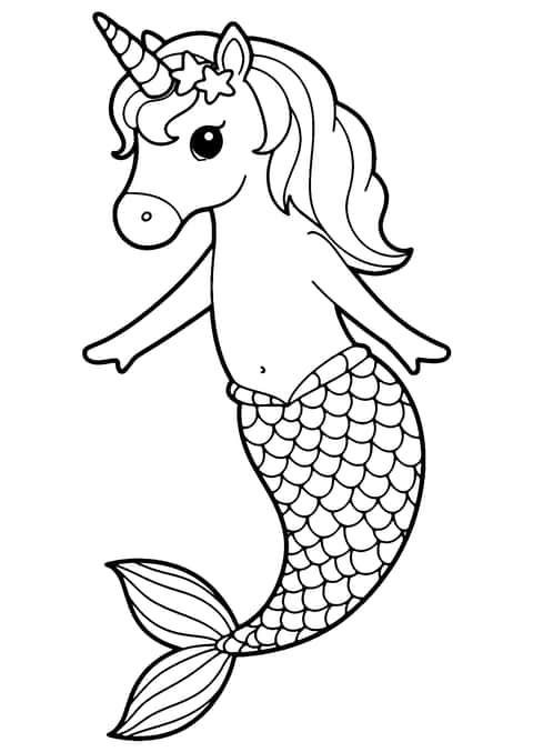 enhjørning havfrue Coloring Page