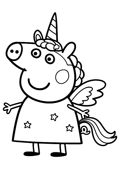 tek boynuzlu at peppa pig Coloring Page