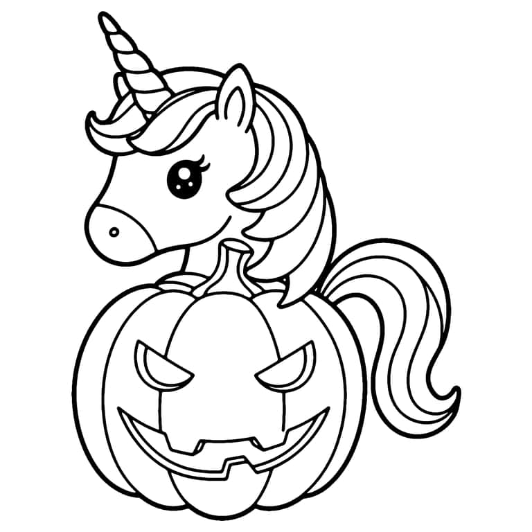 Coloriage Licorne Citrouille