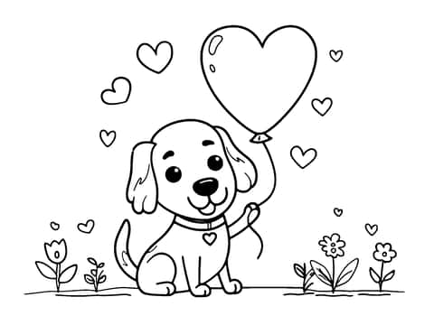 バレンタインの犬のお祝い Coloring Page