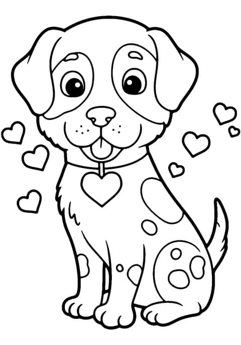 バレンタインの犬 Coloring Page