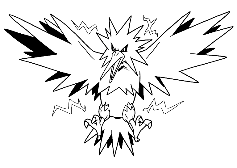 Gambar Mewarnai Pokemon Zapdos