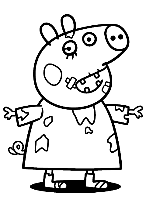 peppa pig zombi Coloring Page