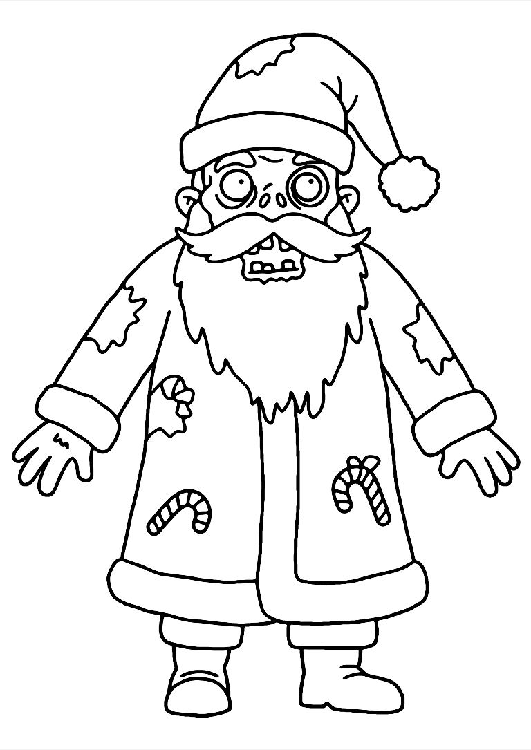 Desenho De Papai Noel Zumbi Para Colorir