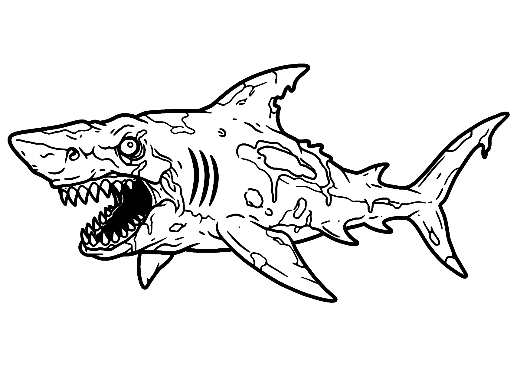 Zombie Shark Coloring Page